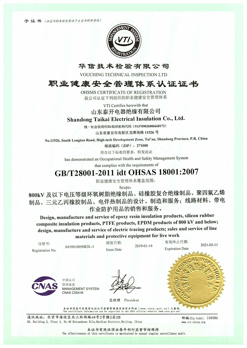 Occupational Health and Safety Management System Certificate